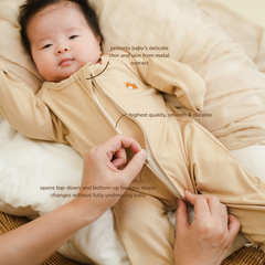 Petit Beary Bamboo Long-Sleeve Zipper Sleepsuit 0-18M | Cradle & Gallop