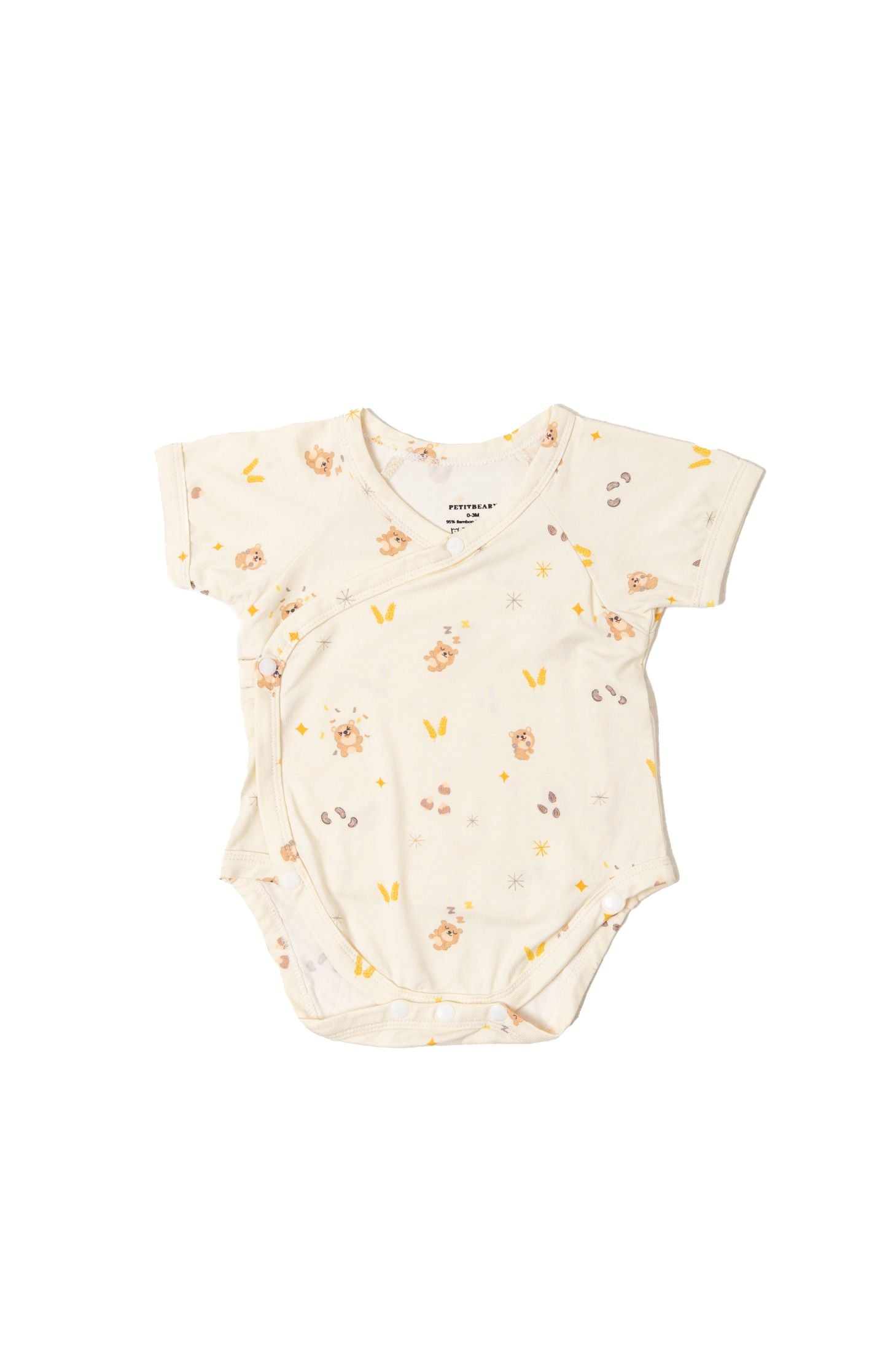 Petit Beary Bamboo Short-Sleeve Kimono / Bodysuit