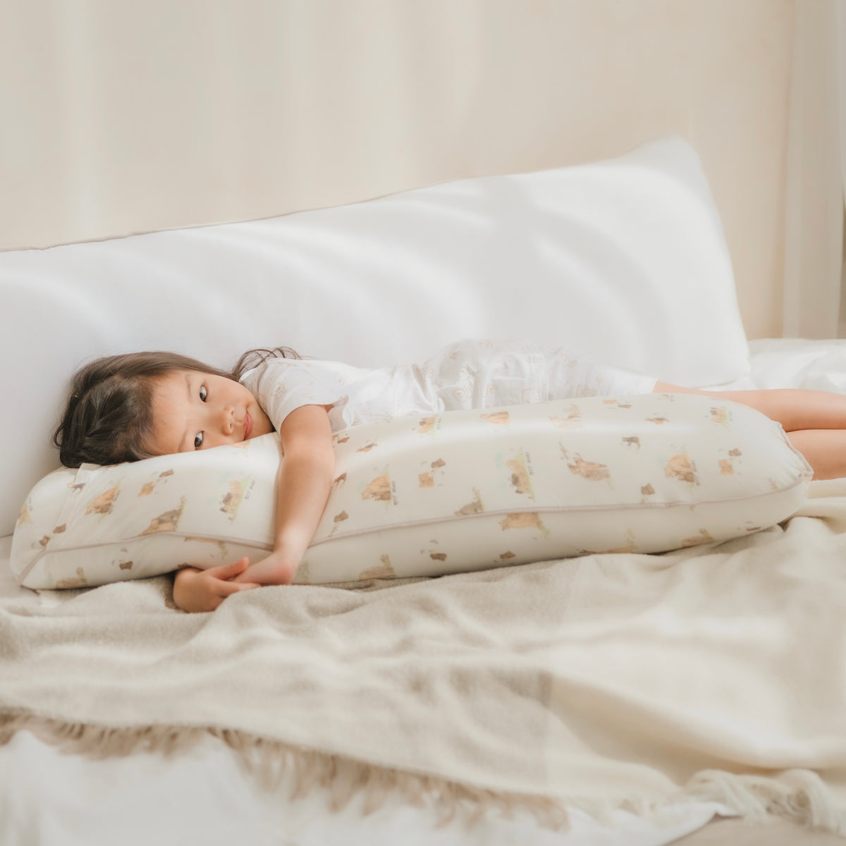 PETIT BEARY - Bamboo Bolster Pillow in Evermore