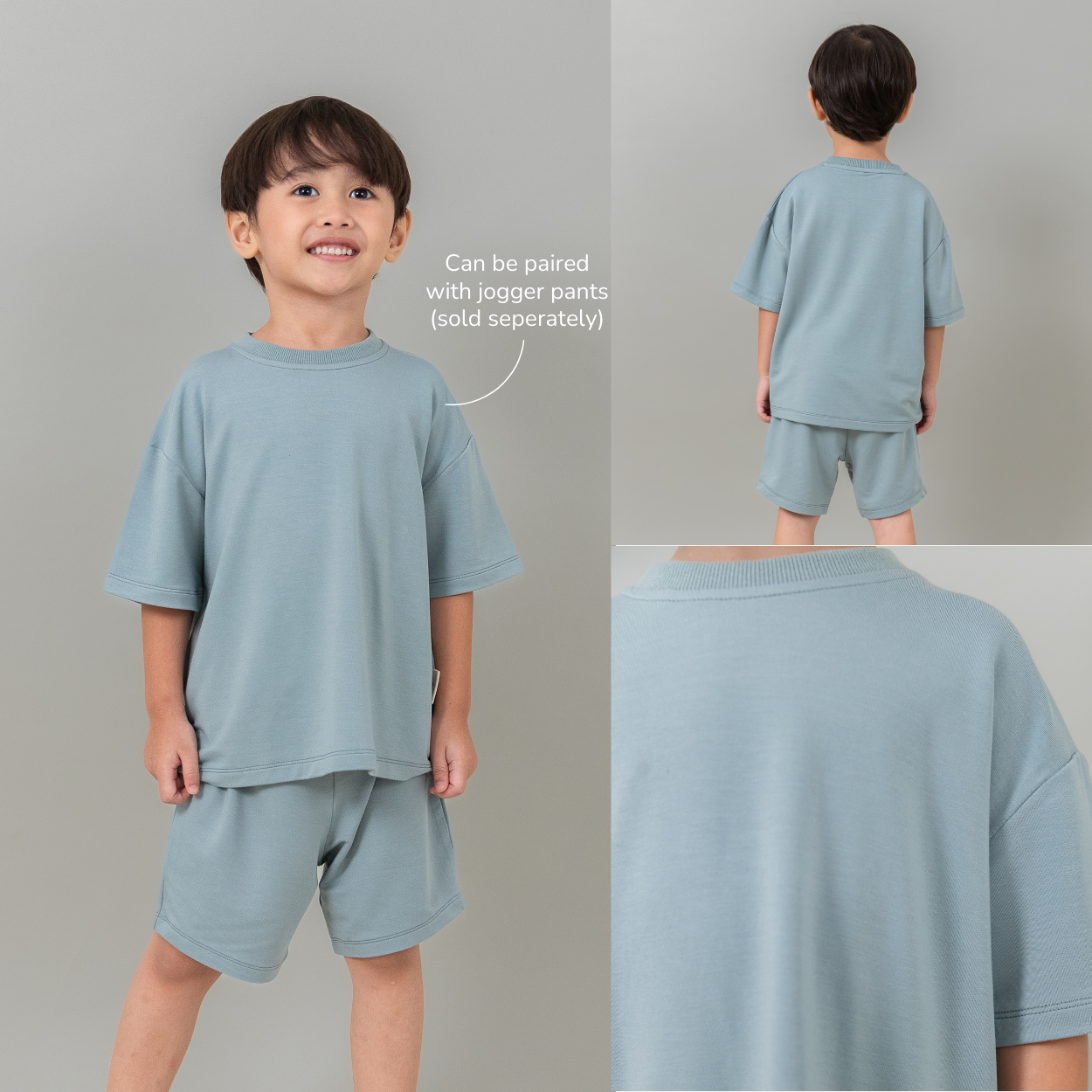 Petit Beary Bamboo Drop Shoulder Tee & Shorts Set - Unisex, Everyday Cool | 6M-8Y